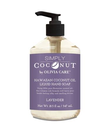Olivia Care Liquid Hand Soap Lavender & Coconut. All Natural - Cleansing Germ-Fighting Moisturizing Hand Wash for Kitchen & Bathroom - Gentle Mild & Natural Scented - 18.5 OZ