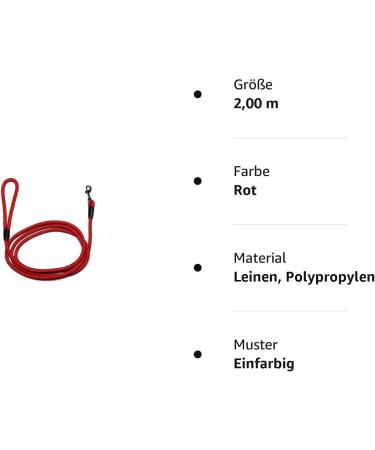 Premium Rope Dog Leash - 10mm Hand Loop 27 Colors 7 Lengths | 2.00m Red - International Shipping - Buy Online on GoSupps.com