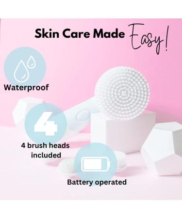 Duvolle Radiance Spin-Care System: Portable Waterproof 7-Inch Face and Body Spin Brush with 4 Heads for Deep Cleansing and Exfoliation - Buy Online on GoSupps.com