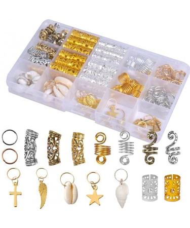 Pinsheng 159 pieces aluminum hair coil Dreadlocks hair dreadlocks accessories braids jewelry dreadlocks hair cuffs pearl pendant hair clip for braids decoration