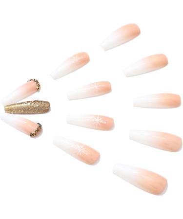 Brishow Christmas Glitter Snow False Nails - 24pcs Ballerina Acrylic Short Fake Nails for Women and Girls - Buy Online on GoSupps.com