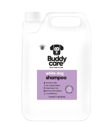 White dog shampoo from BuddyCare - brightening and brightening shampoo for dogs - deep cleaning freshly fragrant - with aloe vera and pro -vitamin B5 (5l) White dog 5l