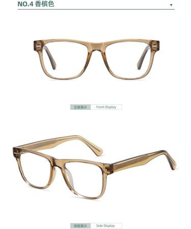 Pin Temple Square TR90 Blue Light Blocking Glasses for Men & Women | Anti UV Computer & Reading Glasses | Champagne 51mm - Buy Online on GoSupps.com
