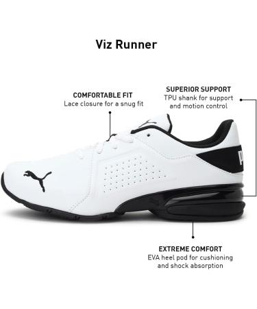 PUMA Men's Viz Runner Sneaker - 44 EU Puma White & Black - International Shipping Available - Buy Online on GoSupps.com