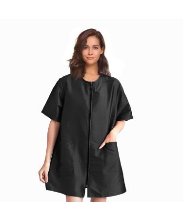 Gliitatu Dog Grooming Smock with Full Zipper Non-Sticky Hair Groomer Smock Cosmetic Smock Hair Stylist Barber Jacket (XL) XL type-B