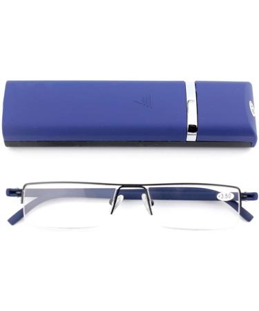 MMOWW Ultralight TR90 Reading Glasses for Men & Women - 3-Pack Half-Frame Blue 1.0 with Case - Stylish & Comfortable Reading Aid - Buy Online on GoSupps.com