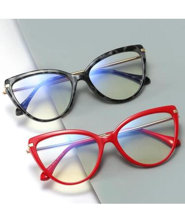 Buy Buli Red Cat Eye Reading Glasses for Women | Prescription +0.75 Oversize Tortoise Design Spring Hinge - Buy Online on GoSupps.com