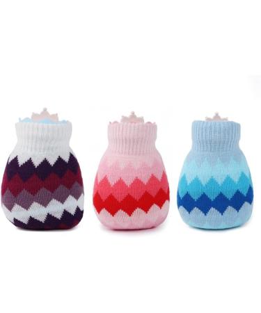Royal Hong Beauty Mini Hot Water Bottle with Knitted Cover - Blue Rhombus Design | Pain Relief, Hot Compress, Hand Warmer | Silicone 320ML - Buy Online on GoSupps.com