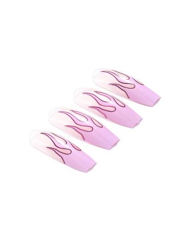 Vatocu Coffin Flame Glitter False Nails - Purple Ballerina Full Cover Acrylic Press-On Nails (24 Pieces) for Women & Girls - Buy Online on GoSupps.com