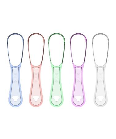 JSKWIKE 5 PCs Tongue cleaning brush for safe breath tongue cleaner with tongue brush & scraper for adult men women children mouth dental hygiene against bad breath