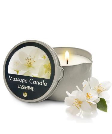 FLOWERLAND Massage Candle - Moisturizing Massage Oil Candle for Couples and Home Spa - Luxurious & Hydrating Skin Care Body Massage Oils - Natural Vegan - Jasmine (200ml)