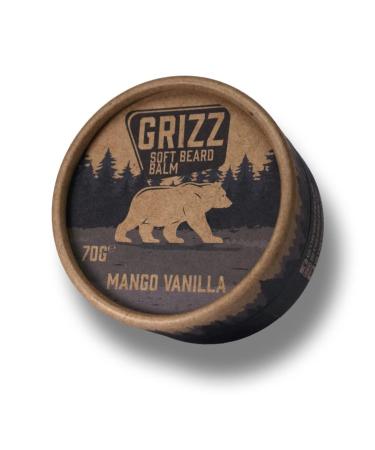 Grizz Soft Beard Balm | 70g | Beard Moisturiser | Beard Wax | Beard Cream | Shea Butter & Bees Wax | Jojoba Oil & Argan Oil | (Mango Vanilla)