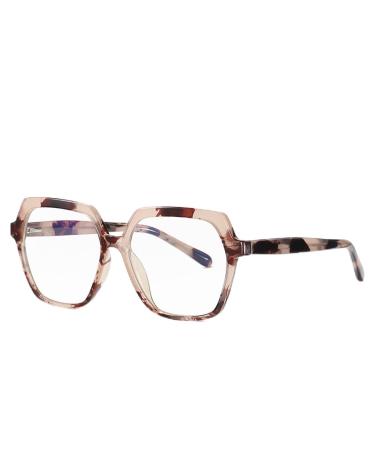 SERONI Pin Temple Tr90 Polygon Frame Blue Light Blocking Glasses for Women Men Anti UV Ray Computer Reading Glasses Tortoises 55 Millimeters