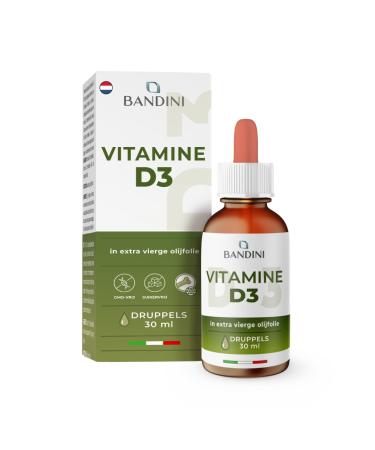 Bandini Vitamin D3 liquid 2000 IU per drop Cholecalciferol in extra virgin olive oil Strengthens the immune system for bones and muscles 30 ml 840 drops High bioavailability