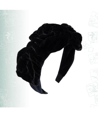 Golden Velvet Flower Headband with Large Flower Hair Clasp and Stylish Headband (Black) - Buy Online on GoSupps.com