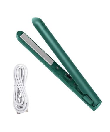 2 in 1 Dual-Purpose Hair Curler Mini Hair Straightener Travel Curling Iron Portable Mini USB Hair Curler Green