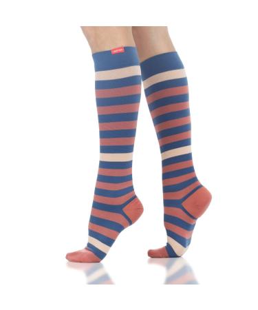 VIM & VIGR Nylon 20-30 mmHg Graduated Compression Socks (Midnight & Rust Thick Stripe Large/X-Large (3))
