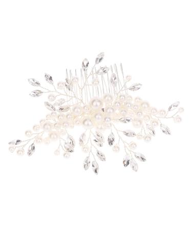 FRCOLOR 1pc Flower Crystal Ab Rhinestones Wedding Headpiece Metal Hair Claw Clips Crystal Vintage Bridal Hair Clips Silver Barrettes Hair Accessories Tiara Manual Bride Comb
