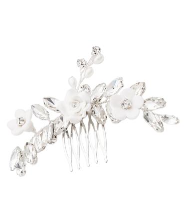 MAGICLULU Floral Hair Side Comb Decorative Hair Comb Rhinestone Flower Hair Comb Flower Rhinestone Flower Hair Side Comb Bridal Hair Clip White Crystal Accessories The Flowers Miss