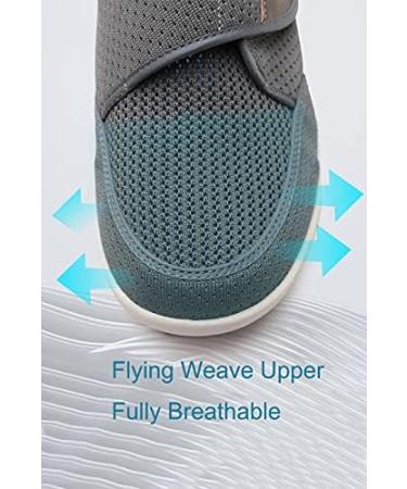 youyun Men's Wide Walking Shoes for Diabetic Feet | Non-Slip & Breathable Casual Footwear (7.5-8 Wide, Grey) - Buy Online on GoSupps.com