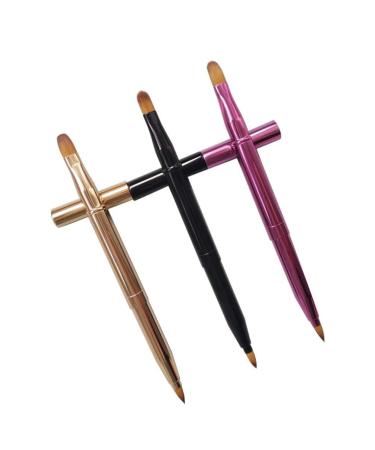 Beaupretty Double-Sided Lip Brushes - Travel Pin Brush Set for Women | 3 Pieces in Gold Purple & Black | Perfect Lipstick & Gloss Makeup Tool - Buy Online on GoSupps.com