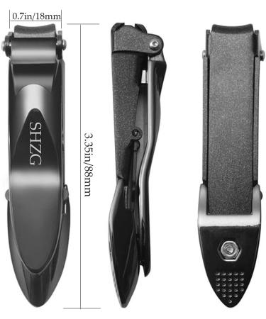 SHZG Large Nail Clipper with Catcher - Anti Splash Fingernail Toenail Clipper for Men and Women (Black) - Buy Online on GoSupps.com