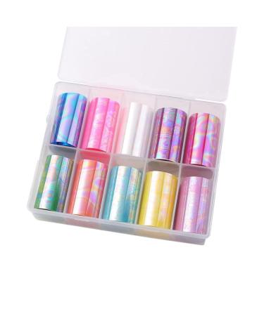 Bonkshire 10 Rolls Nail Transfer Foil Holographic Nail Art Foil Decals for Nails Fingernail Stickers