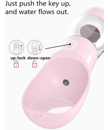 Misthis Portable Dog Travel Water Bottle - Pink | Outdoor Pet Drinking Cup for Walking, Traveling, Hiking - Dispenser & Food Bowl for Dogs and Cats - Buy Online on GoSupps.com