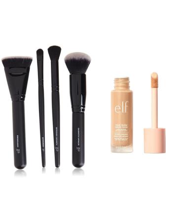 e.l.f. Complexion Perfection Brush Kit Makeup Brushes For Concealer & Foundation & Halo Glow Liquid Filter Complexion Booster For A Glowing Soft-Focus Look