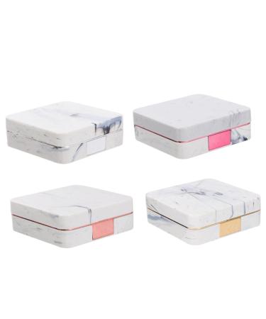 JECOMPRIS 4 pieces square glasses case protective covers Cover plastic container Bills stone for the feet mirror film of square lens container lens container made of marble ABS random color 6.7x6.7x2.3cm