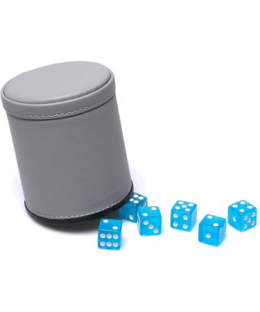 RERIVER Leatherette Dice Cup Set - Lake Blue Velvet Interior - 6 Matching Translucent Dot Dice - for Liars Dice Farkle Yahtzee - Quiet Shaking - Board Games - 1 Pack Lake Blue - Buy Online on GoSupps.com