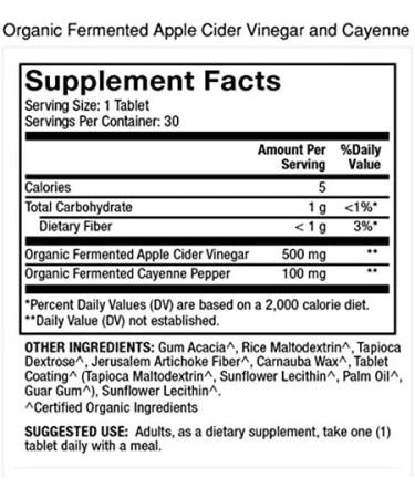 Dr. Mercola Organic Fermented Apple Cider Vinegar & Cayenne - 30 Tablets for Digestive Health - Buy Online on GoSupps.com