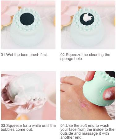 Silicone Facial Cleansing Brush Waterproof Face Scrubber Exfoliator Pore Cleanser Brush for Deep Cleansing Blackhead Removal Suitable All Skin Types(green) - Buy Online on GoSupps.com