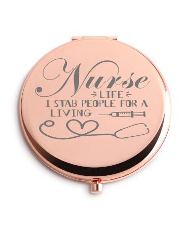 Dyukonirty Nurse Gifts for Women Travel Makeup Mirror Nurse Graduation Gifts Medical Assistant Nurse Practitioner Birthday Nurse Gifts for Nurses Week Rose Gold