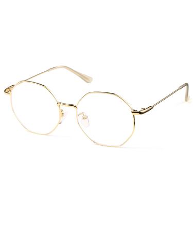 Sangaime blue light filter glasses polygon blue light for women blue light filter block blue light from PC metal glasses with blue light filter (gold frame) - Buy Online on GoSupps.com