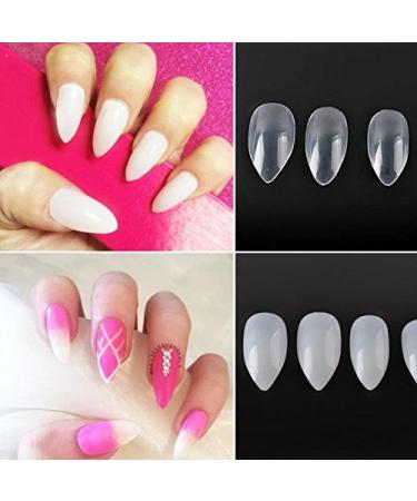 Yimart 500pcs Stiletto Clear False Nails - Oval Sharp Full Cover Nail Tips for Acrylic & Gel - Nail Art Decoration Salon - Buy Online on GoSupps.com