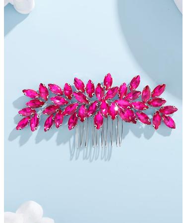 Rumtock Hot Pink Rhinestones Hair Comb for Women Girls Wedding Bridal Hair Piece Handmade Jewelry Banquet Prom (Hot Pink) - Buy Online on GoSupps.com