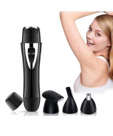 Nose Hair Trimmer Ear Clipper Multi-Function 4 in 1 Electric Eyebrow and Facial Hair Trimmer for Men and Women USB Rechargeable Water-Resistant Stainless Steel Blade Easy to Cleaning (Black)