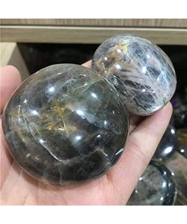 1pc Natural Crystal Gemstone Black Moonstone Quartz Palm Stone 60-70mm for Garden Decoration - Buy Online on GoSupps.com