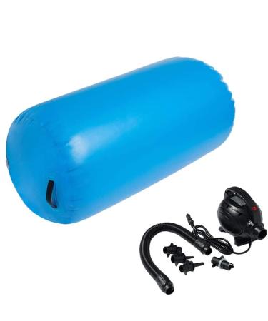 Minetom Air Roll 100cm Inflatable Air Rolls Yoga Roll Gym Air Barrel Exercise Column with Pump Blue 100x75