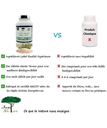 Just'Natur-Psyllium-Fibre Plus-Natural Ingredients-Superior Quality/90 Capsules for 3 Months of Consumption - Buy Online on GoSupps.com