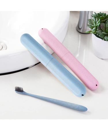 Portable Toothbrush Case Set - 2 Pack | Travel-Friendly Toothbrush Covers for Family - Blue & Pink - Buy Online on GoSupps.com