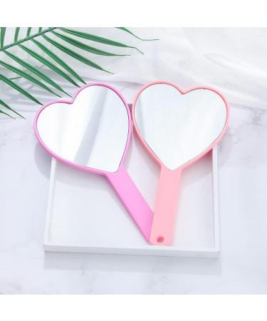 TBWHL Heart-Shaped Handheld Mirror - Portable Cosmetic Mirror with Handle in Pink - Buy Online on GoSupps.com