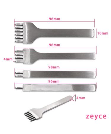 4mm White Steel Prong Leather Hole Punch Set for Leather Working - 1246 Stamping Board Diamond Lacing Stitching Chisel Set - Buy Online on GoSupps.com