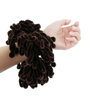 GWXEVCE 1PC Muslim Women Fluffy Velvet Hijab Scrunchies single -color plain big hair ring tie roll clip flexible rubber band headgear coffee