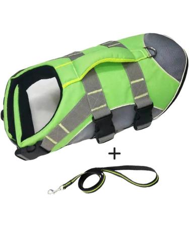 Hzqifei Reflective Dog Life Jacket - Lavish Swimming Vest for Small Medium & Large Dogs - Green (Large) - Buy Online on GoSupps.com