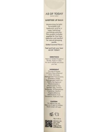 AS OF TODAY R Peptide Lip Balm | Hyaluronic Acid + Peptide Glossy Balm | Salted Caramel Hydrating Lip Treatment | Plumping Moisturizing for Dry Lips | Clean Beauty Formula | 0.35 oz Tube - Buy Online on GoSupps.com