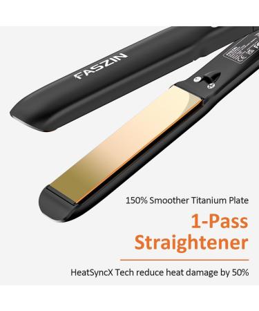 Faszin Ionic Titanium Hair Straightener: 20S Fast Heat Up, Clear LCD Display, 2-in-1 Styling Tool for Smooth & Shiny Results - Black - Buy Online on GoSupps.com