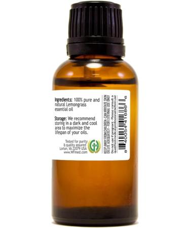 Lemongrass 1 fl oz (30 ml) Glass Bottle w/Euro Dropper 100% Pure Essential Oil GreenHealth - Buy Online on GoSupps.com