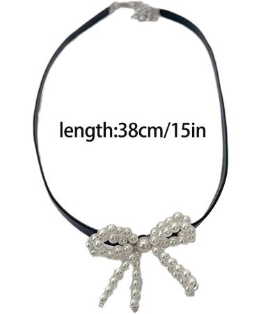 OralGos Faux Pearl Bow Pendant Necklace | Stylish Clavicle Chain & PU Leather Jewelry - International Shipping - Buy Online on GoSupps.com